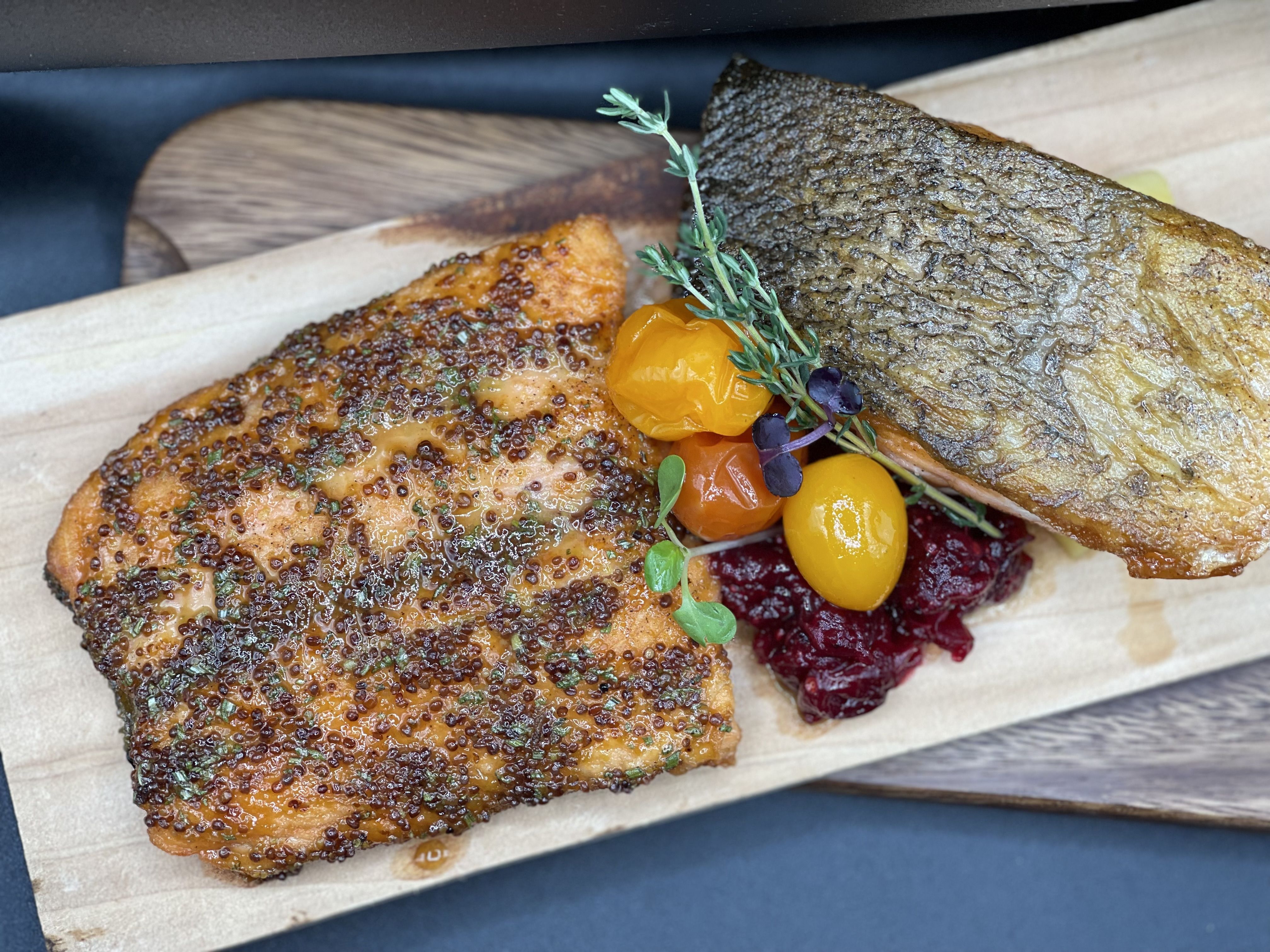 Grilled Cedar Plank Salmon with Lemon-Caper Sauce