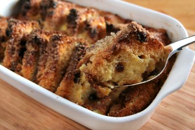 Bread Pudding with Vanilla, Chocolate and Raisins