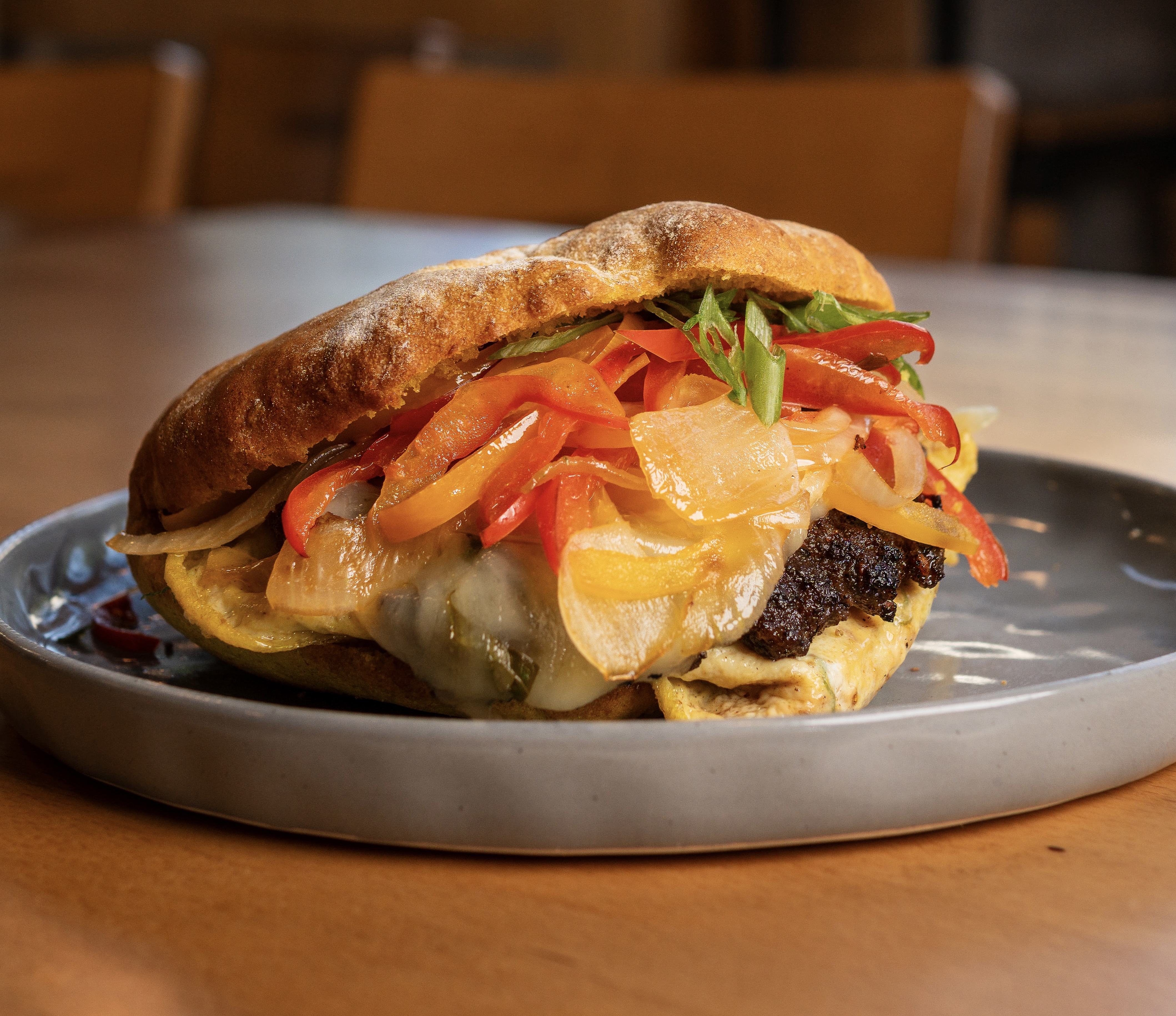 Jerk Beef Sausage Sandwich