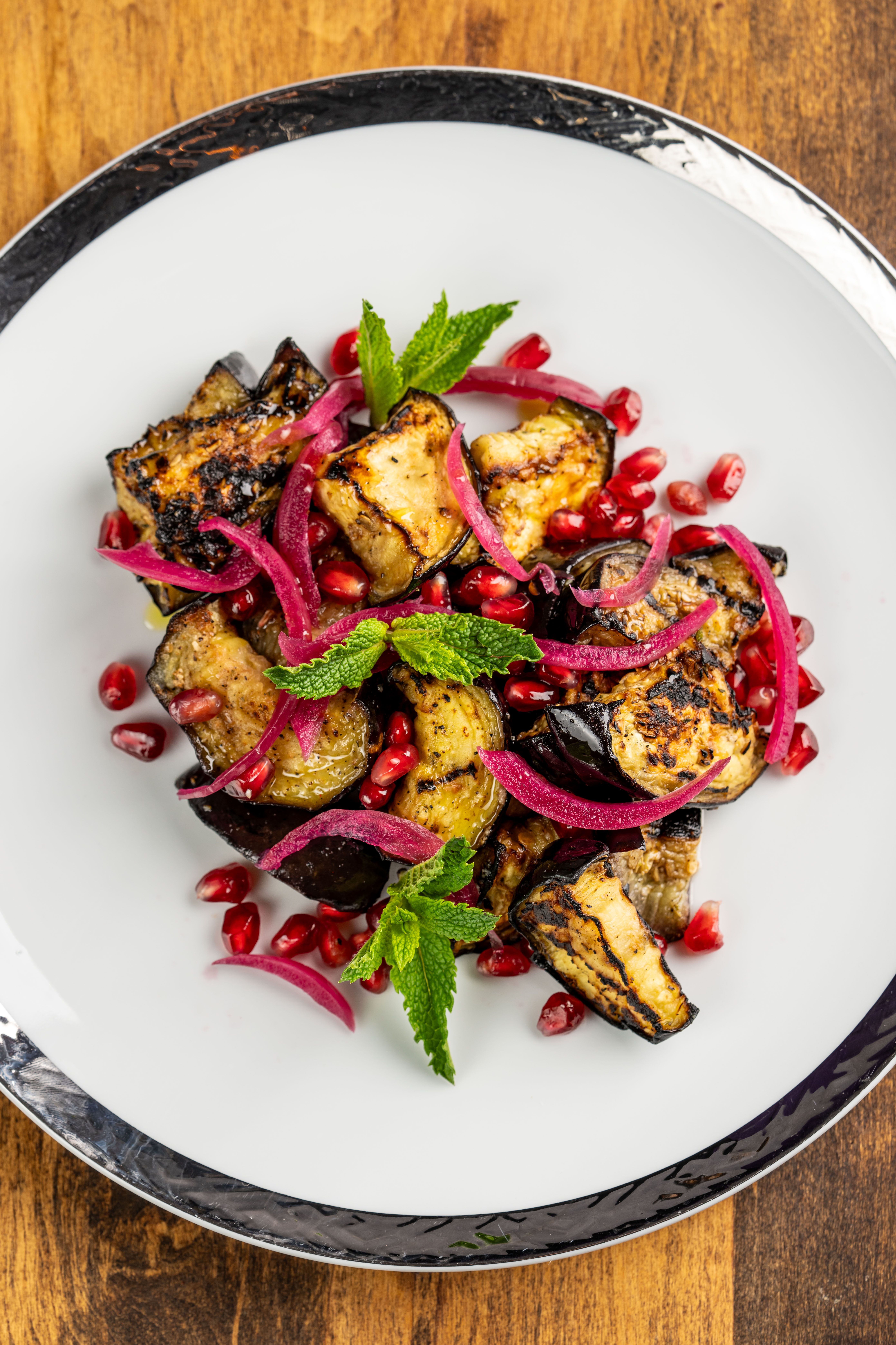 Charred Eggplant and Pomegranate Salad